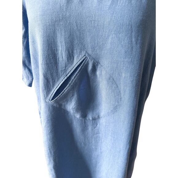 Agnes B Linen Short Sleeve Caftan Dress in Sky Blue Size 42/ US 10 - Picture 4 of 6